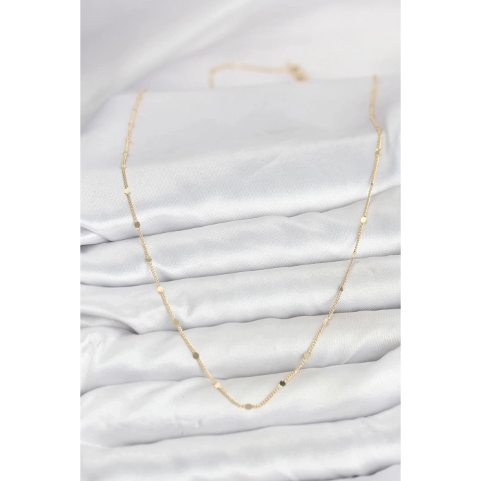 CM 14K Gold Renk Ezme Pul Model 60 cm Kadın Kolye