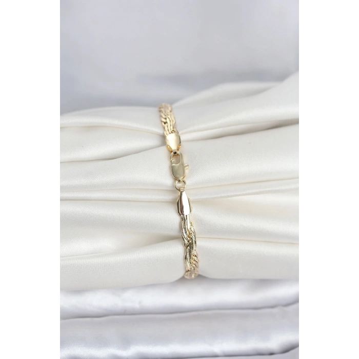 CM 14K Gold Renk Ezme Sarmal Zincir Model Kadın Bileklik