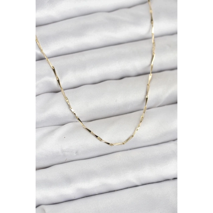 CM 14K Gold Renk İnce Kesim Çubuk Model Zincir Kadın Kolye