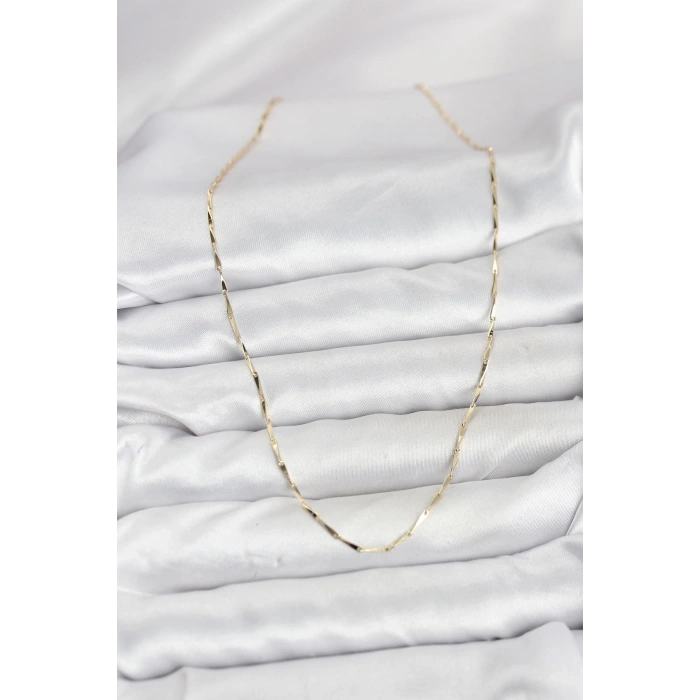 CM 14K Gold Renk İnce Kesim Çubuk Model Zincir Kadın Kolye