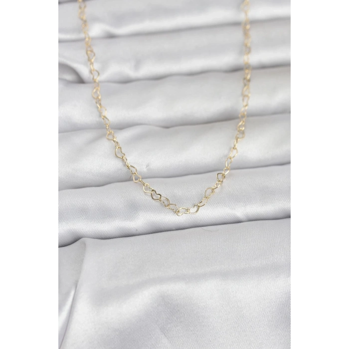 CM 14K Gold Renk Kalp Zincirli 60 cm Kadın Kolye