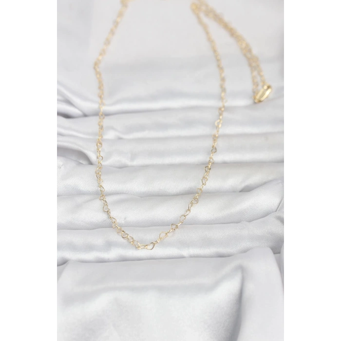CM 14K Gold Renk Kalp Zincirli 60 cm Kadın Kolye