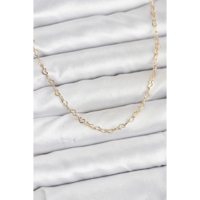 CM 14K Gold Renk Kalp Zincirli Kadın Kolye