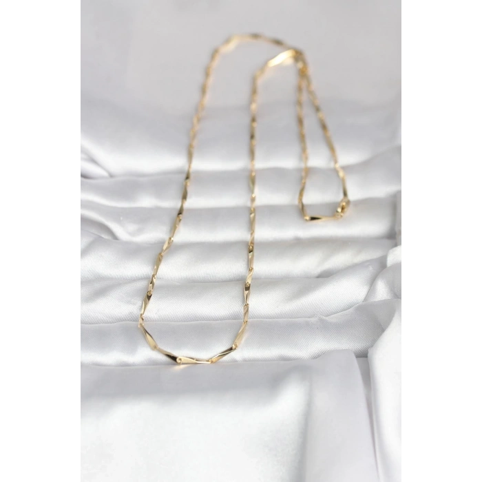 CM 14K Gold Renk Kesme Çubuk Zincirli Model 60 cm Kadın Kolye