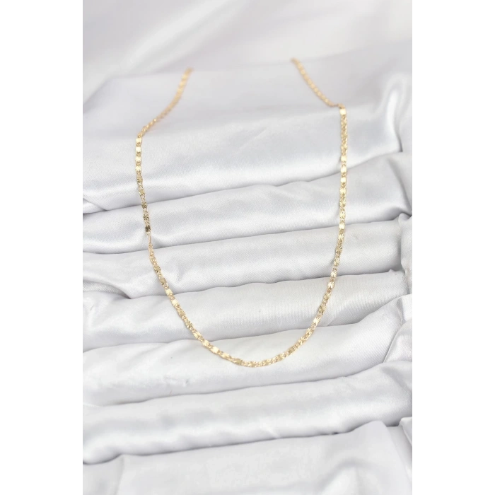 CM 14K Gold Renk Lazer İnce Zincirli Kadın Kolye