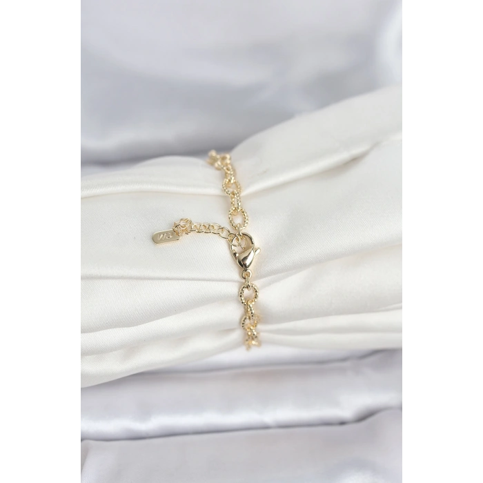 CM 14K Gold Renk Lazerli Halka Model Kadın Bileklik