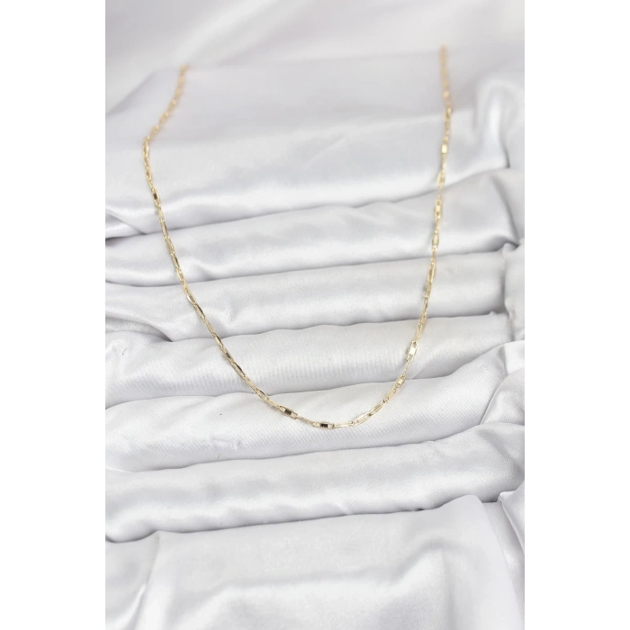 CM 14K Gold Renk Pirinç Ataç Zincir 60 cm Kadın Kolye