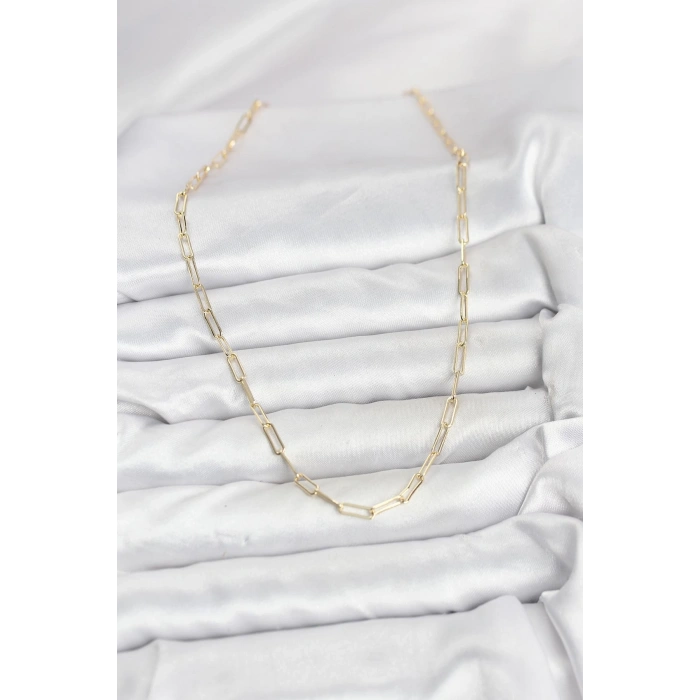 CM 14K Gold Renk Pirinç Ataç Zincir Kadın Kolye