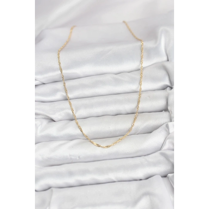 CM 14K Gold Renk Pirinç Ezme Burgu Model Kadın Kolye