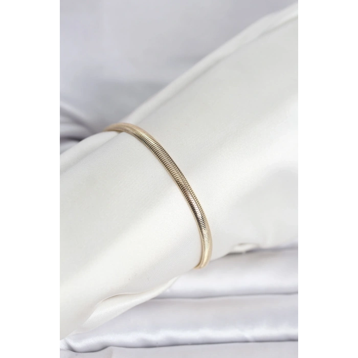 CM 14K Gold Renk Yassı Yılan Zincir Model Kadın Bileklik