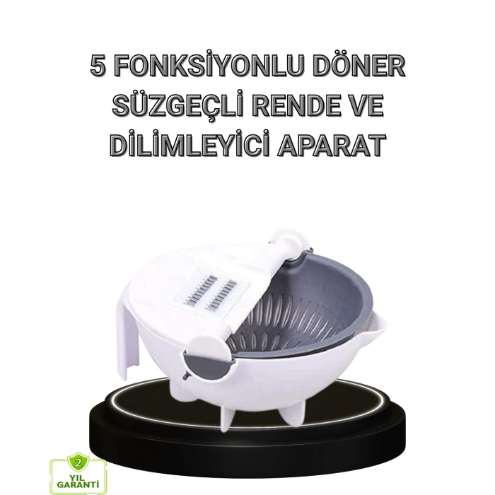 Çok Fonksiyonlu Döner Rende Süzgeç Hazneli Ergonomik Sebze Doğrayıcı