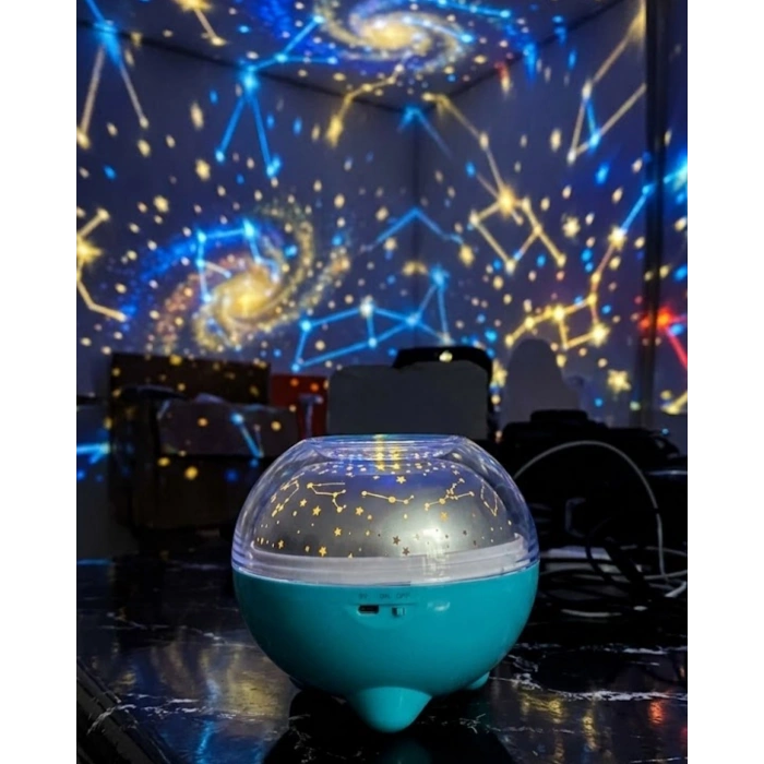 Çok Renkli LED Yıldız Projektör Gece Lambası Bluetooth Müzik Çalar ve Kumandalı Kontrol