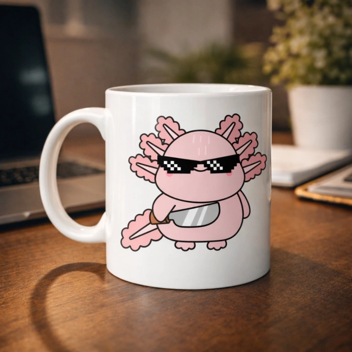 Cool Axolotl Tasarımlı Porselen Kupa MODEL 83 – Eğlenceli, Sevimli ve Enerji Dolu Kahve Kupası