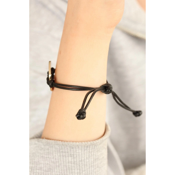 COOL (Havalı) Siyah Deri İpli Unisex Mood Bileklik