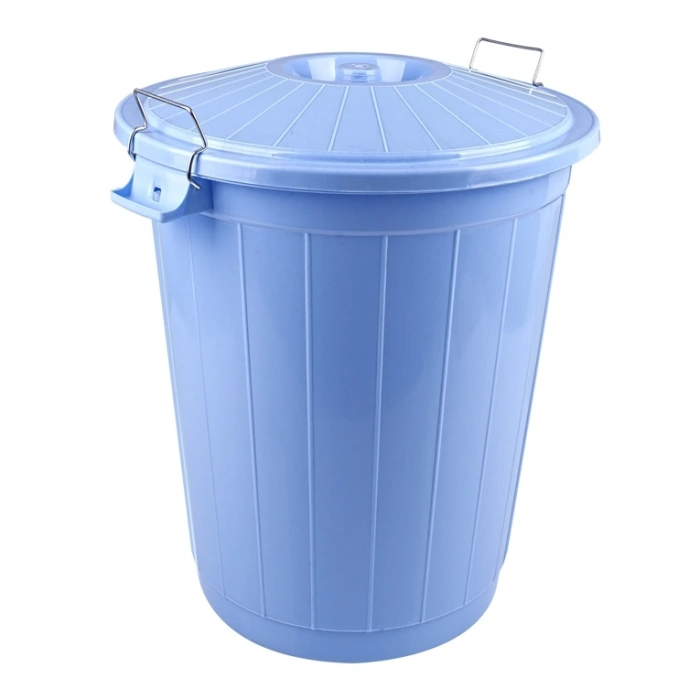 Çöp Kovası 70 Lt Plastik Çöp Kovası Kapaklı Büyük Boy Çöp Bidonu Dayanıklı Çöp Kovası - Mavi