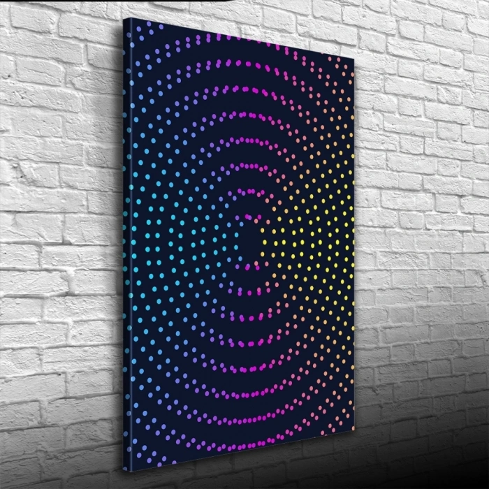 Dairesel sıralı Renkli Noktalar Kanvas Tablo 50 x 70