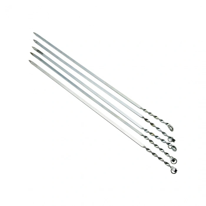 Dar Yassı Mangal Şişi - Burgulu Tasarım - 60 cm - Tavuk ve Kanat İçin