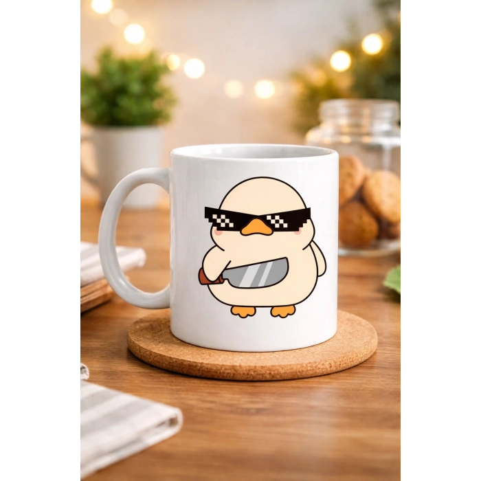 “Deal With It” Havalı Ördek Tasarımlı Porselen Kupa MODEL 80 – Eğlenceli, Mizahi & Hediyelik Kahve Kupası