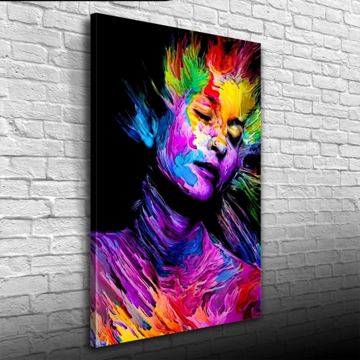 Dekoratif Canlı Renklerden Oluşan Kadın Figürü Kanvas Tablo 50 x 70