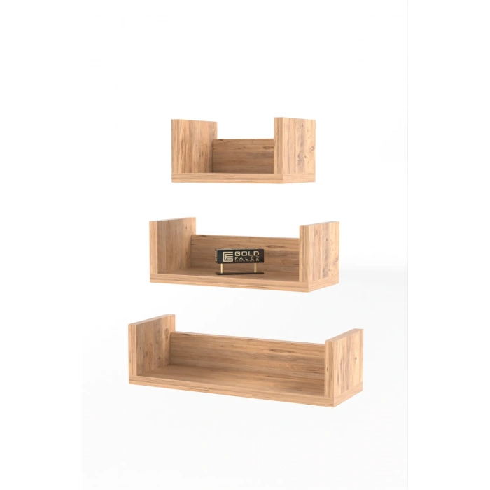 Dekoratif Ceviz U Duvar Rafı Şık Ve Modern Raf Tasarımı