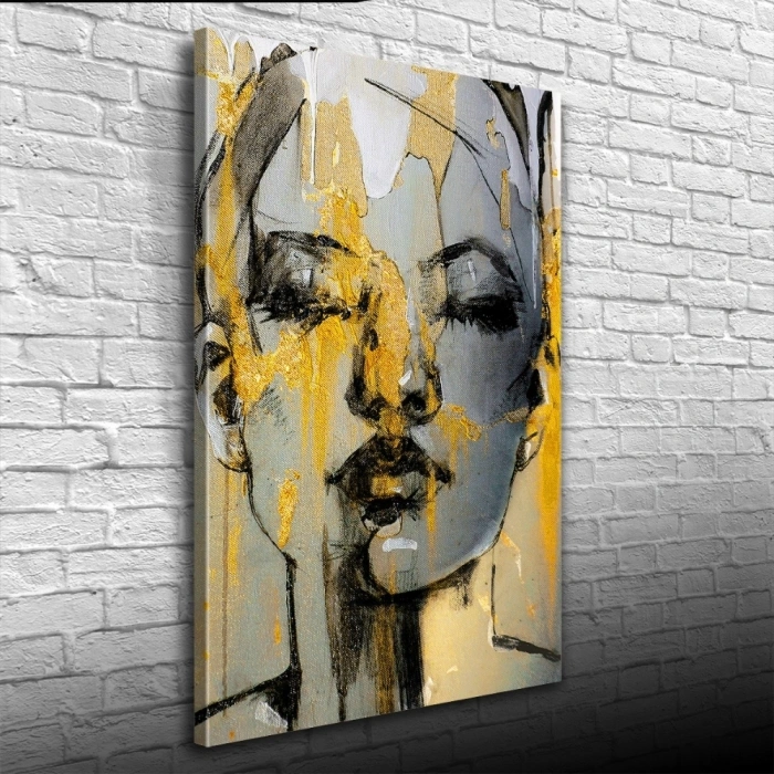 Dekoratif Karakalem Soyut Kadın Portresi Kanvas Tablo 50 x 70