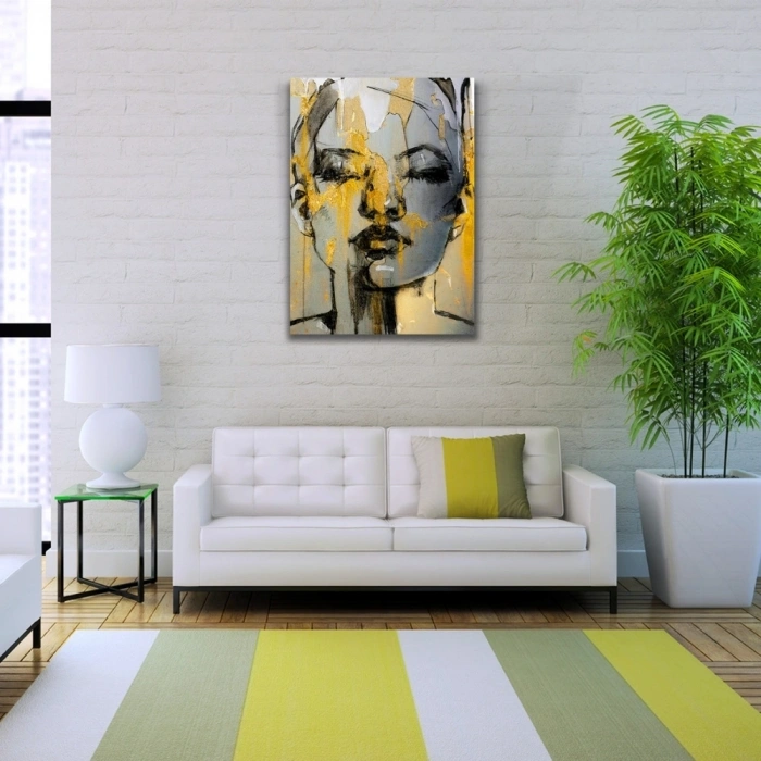 Dekoratif Karakalem Soyut Kadın Portresi Kanvas Tablo 50 x 70