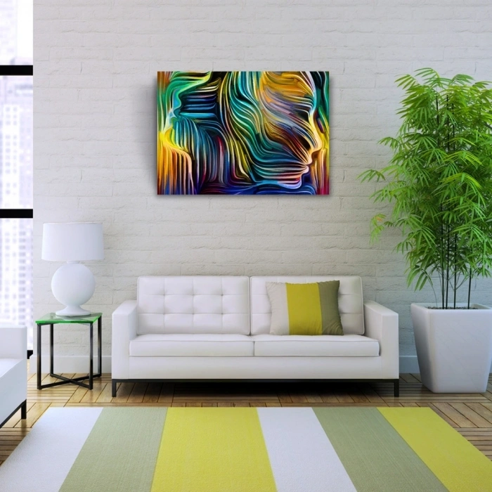 Dekoratif Renkli Hologram İnsan Silueti Kanvas Tablo 50 x 70