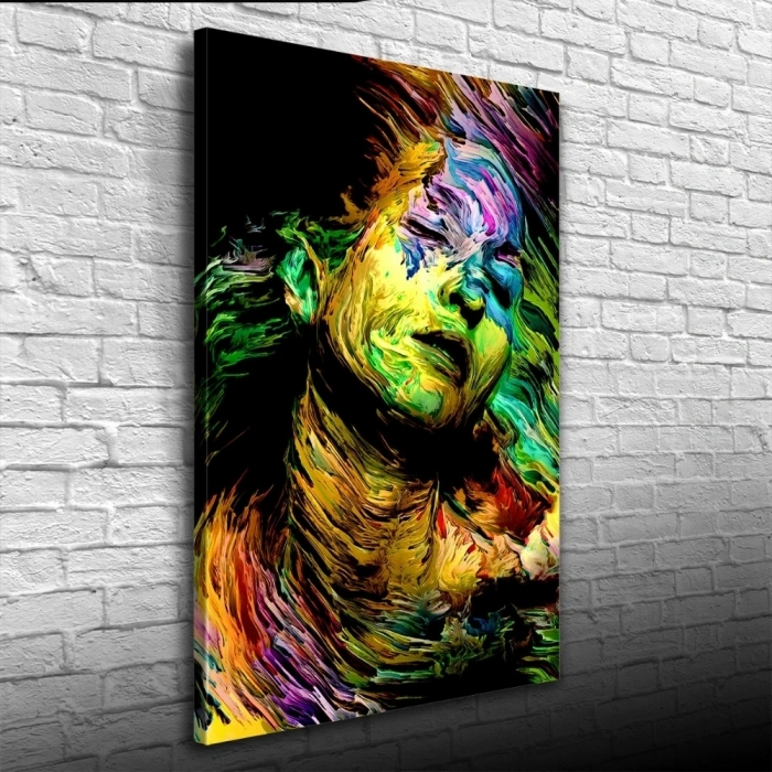 Dekoratif , Soyut , Renkli Kadın Tasvirli  Kanvas Tablo 50 x 70