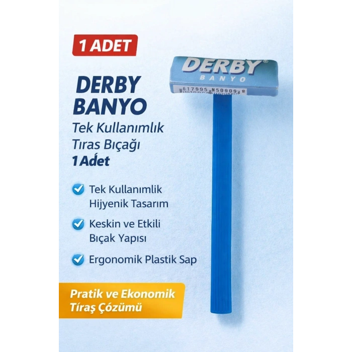 Derby Banyo Tek Kullanımlık Tıraş Bıçağı 1 Adet Plastik Saplı Pratik Tıraş Jileti