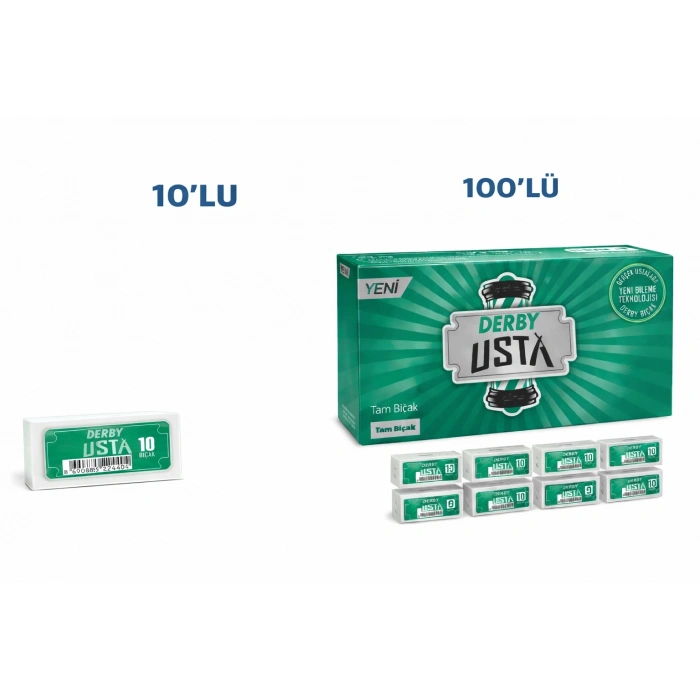 Derby Usta Çift Taraflı Jilet Tam Bıçak Berber Jileti 10LU 1 PAKET