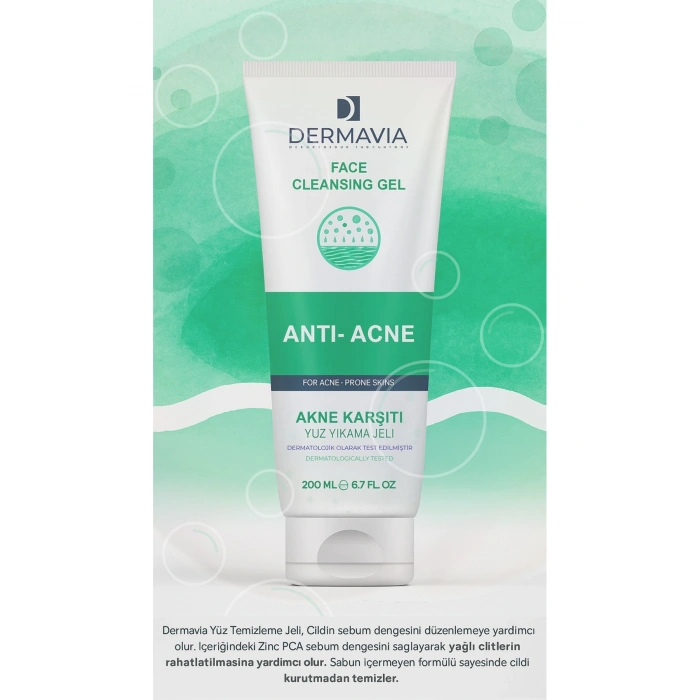 Dermavia Akne karşıtı Salisilik Asitli Parfümsüz Cilt Temizleyici Yüz Yıkama Jeli 200 ml
