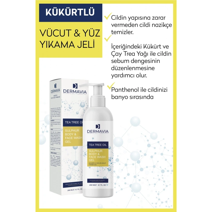 Dermavia Kükürtlü Yüz ve Vücut Yıkama Jeli 200 ml