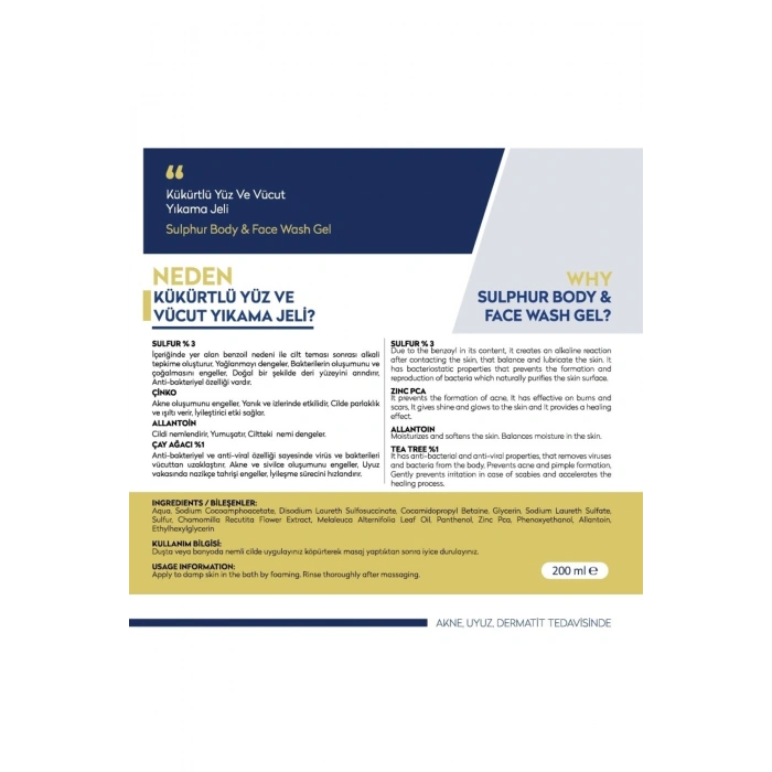 Dermavia Kükürtlü Yüz ve Vücut Yıkama Jeli 200 ml