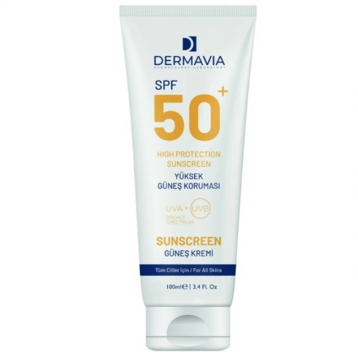 Dermavia SPF 50+ Su Bazlı Güneş Kremi 100 ml - UVA/UVB Koruma, Parfümsüz, Tüm Cilt Tipleri için