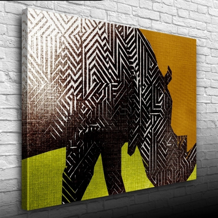 Dijital Efektli Hipopotam Dekoratif Kanvas Tablo 50 x 70