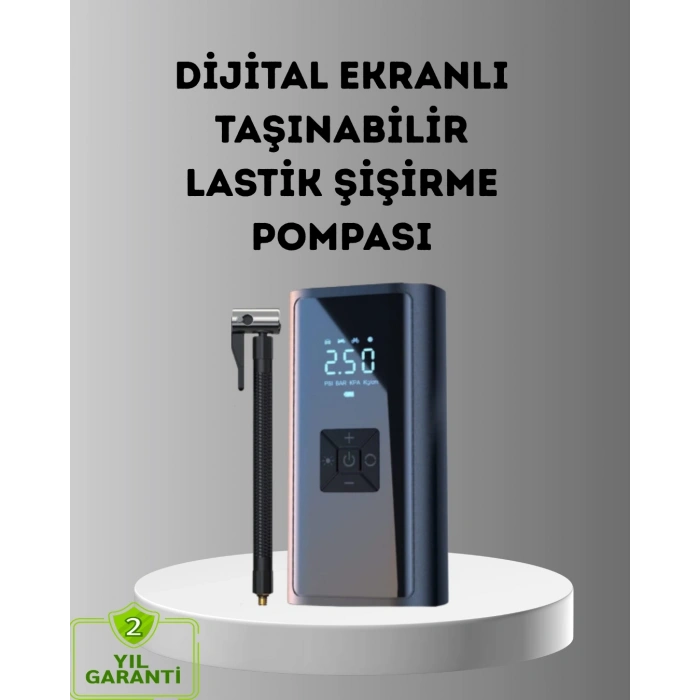 Dijital Ekranlı Kablosuz Hava Pompası LED Işıklı 12V 80W
