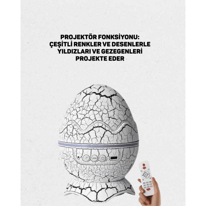 Dinozor Yumurtası Tasarımlı Projektörlü Gece Lambası