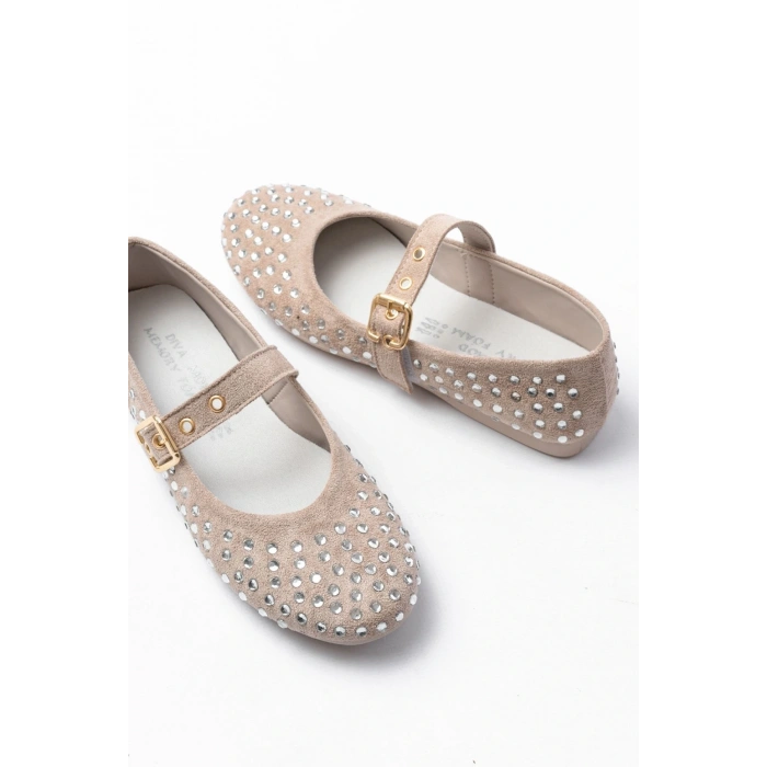 DM-6020 Bej Troklu Baret Tokalı Günlük Kadın Babet