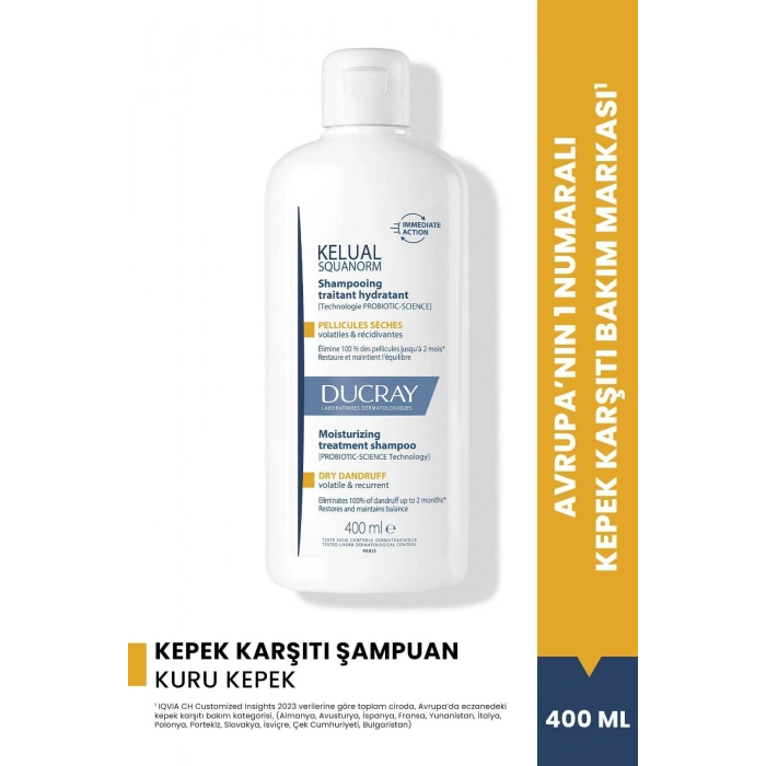 Ducray Kelual Squanorm Kuru Saçlar İçin Kepek Karşıtı Şampuan 400 ml