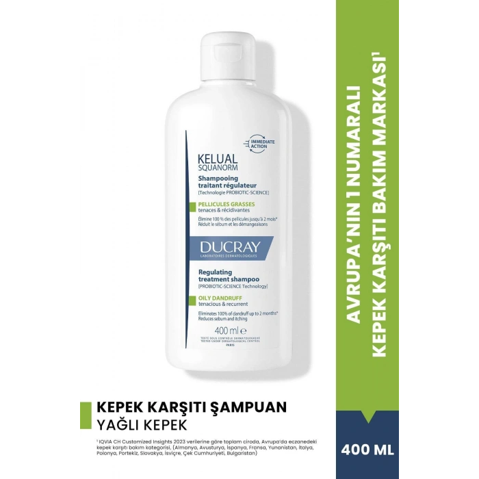 Ducray Kelual Squanorm Normal ve Yağlı Saçlar İçin Kepek Karşıtı Şampuan 400 ml