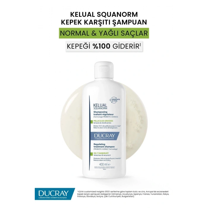 Ducray Kelual Squanorm Normal ve Yağlı Saçlar İçin Kepek Karşıtı Şampuan 400 ml