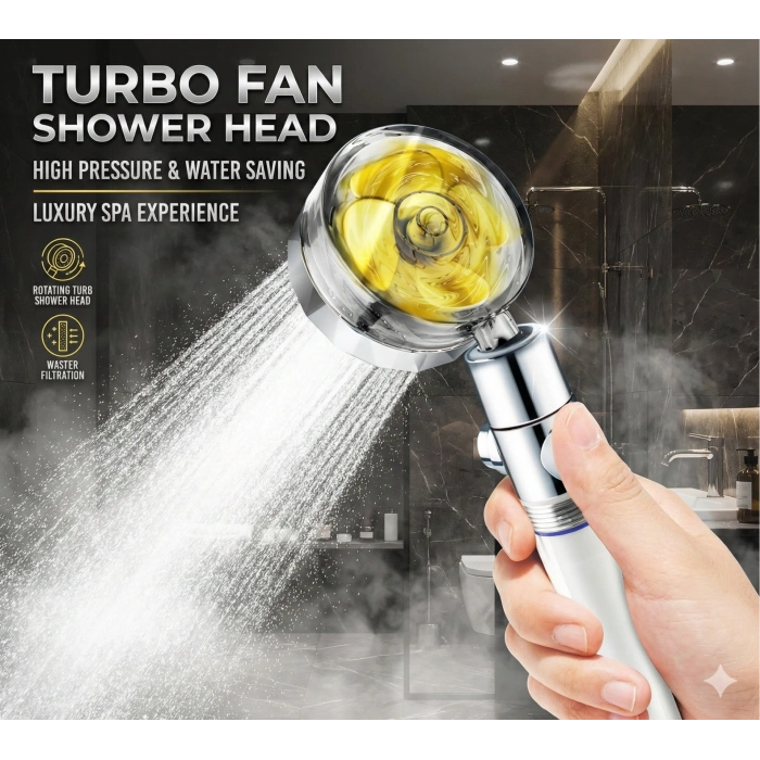 Duş Başlığı Turbo Pervaneli Serinletici Tasarım
