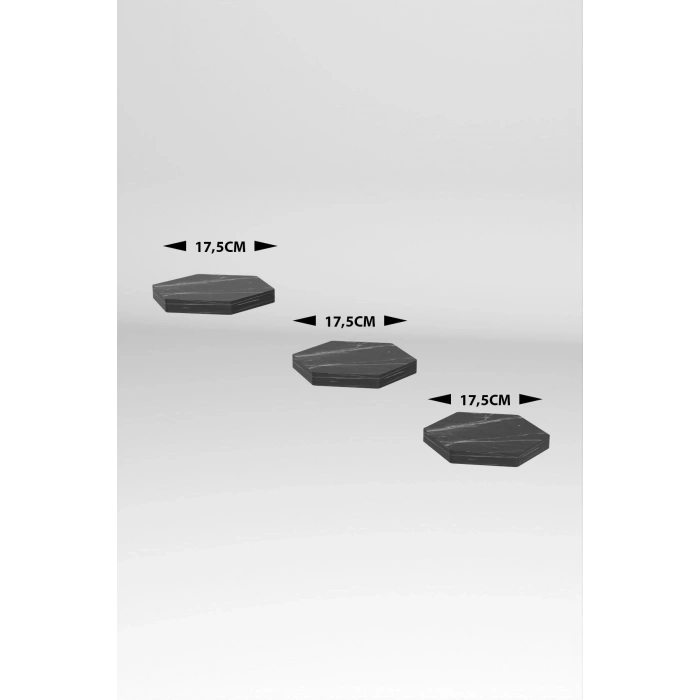 Duvar Rafı Dekoratif 3 Adet Çiçeklik Altıgen Beyaz