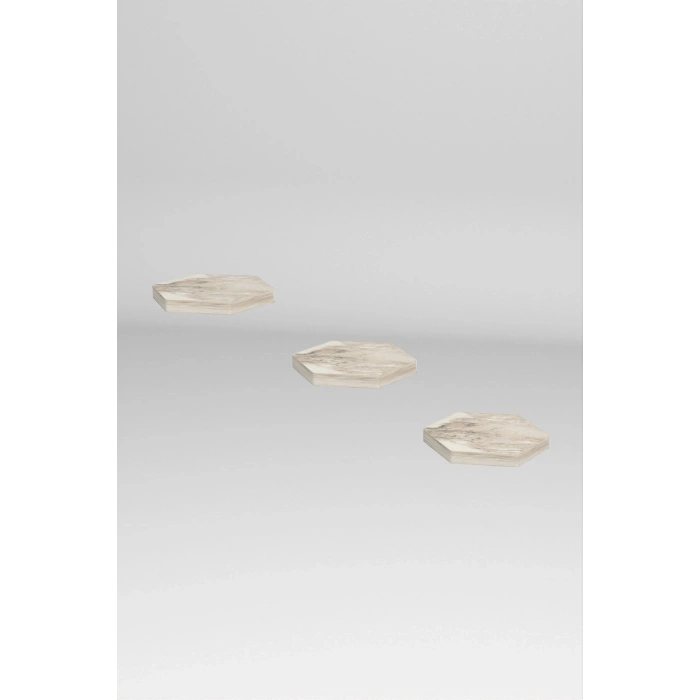 Duvar Rafı Dekoratif 3 Adet Çiçeklik Altıgen Efes