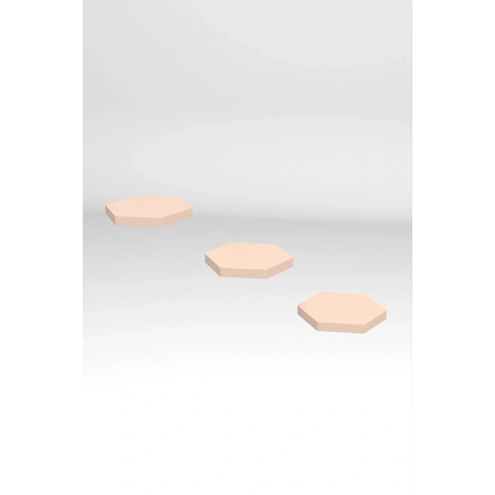 Duvar Rafı Dekoratif 3 Adet Çiçeklik Altıgen Krem