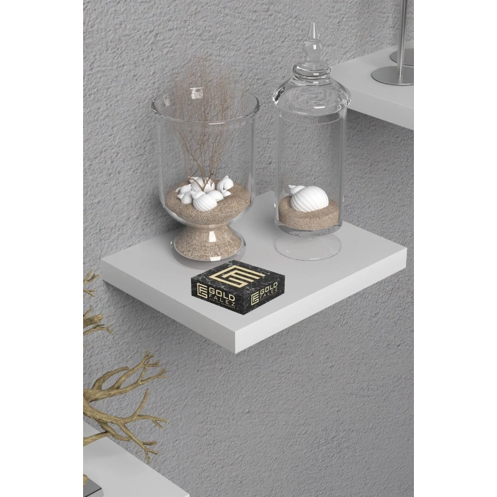 Duvar Rafı Dekoratif 3 Adet Çiçeklik Kare Beyaz