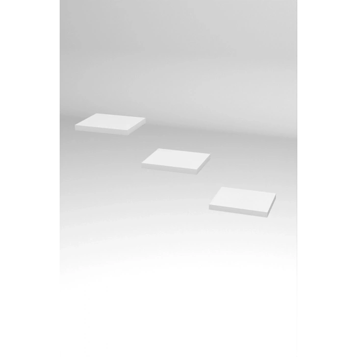 Duvar Rafı Dekoratif 3 Adet Çiçeklik Kare Beyaz