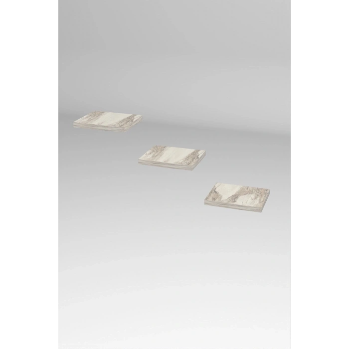 Duvar Rafı Dekoratif 3 Adet Çiçeklik Kare Efes