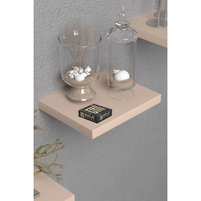 Duvar Rafı Dekoratif 3 Adet Çiçeklik Kare Krem