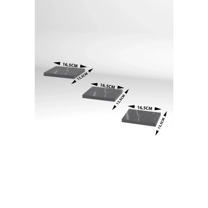 Duvar Rafı Dekoratif 3 Adet Çiçeklik Kare Krem